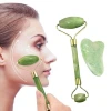 İpek Yıldızı® Çift Taraflı 2li Cilt Yüz Masaj Aleti Jade Roller Yeşim  Taşı Seti