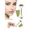 İpek Yıldızı® Çift Taraflı 2li Cilt Yüz Masaj Aleti Jade Roller Yeşim  Taşı Seti