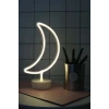 İpek Yıldızı® Dekoratif Pilli Ay Tasarımlı 3D Neon Led Masa Ve Gece Lambası