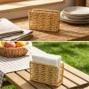 İpek Yıldızı® Dekoratif Plastik Rattan Dikdörtgen Peçetelik–Doğal Hasır Dokulu Masaüstü Peçete Standı