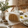 İpek Yıldızı® Dekoratif Plastik Rattan Yarım Yuvarlak Peçetelik–Doğal Hasır Dokulu Masaüstü Peçete Standı