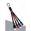İpek Yıldızı® Işıklı Anahtarlık Model 3 in 1 USB Çıkışlı MİKRO,TYPE-C ve İphone Uyumlu Şarj Kablosu