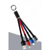 İpek Yıldızı® Işıklı Anahtarlık Model 3 in 1 USB Çıkışlı MİKRO,TYPE-C ve İphone Uyumlu Şarj Kablosu