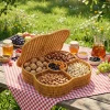 İpek Yıldızı® Kapaklı 5 Bölmeli Plastik Rattan Organizer Kutu – Hasır Desenli Çok Amaçlı Saklama ve Sunum Sepeti Çerezlik
