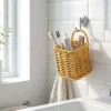 İpek Yıldızı® Kare Hasır Dokulu Plastik Rattan Kaşıklık & Çatallık – Askılı Kendiliğinden Tutmalı Çok Amaçlı Mutfak Organizeri