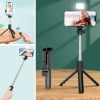 İpek Yıldızı® Kendiliğinden Işıklı Masaüstü Tripod Olabilen Telefon Tutuculu Kablosuz Kumandalı Selfie Çubuğu