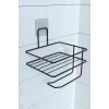 İpek Yıldızı® Kendiliğinden Yapışkanlı Tuvalet Kağıdı Tutacağı ve Yedek Raf - Siyah Modern Metal Tasarım