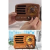 İpek Yıldızı® Küçük Boy Retro, Nostaljik, Ahşap Tasarım Bluetooth Hoparlörlü, Şarjlı, Taşınabilir Büyük Döndürülebilen Düğmeli FM/AM Destekli Radyo NS