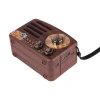 İpek Yıldızı® Küçük Boy Retro, Nostaljik, Ahşap Tasarım Bluetooth Hoparlörlü, Şarjlı, Taşınabilir Büyük Döndürülebilen Düğmeli FM/AM Destekli Radyo NS