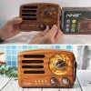 İpek Yıldızı® Küçük Boy Retro, Nostaljik, Ahşap Tasarım Bluetooth Hoparlörlü, Şarjlı, Taşınabilir Büyük Döndürülebilen Düğmeli FM/AM Destekli Radyo NS