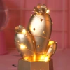 İpek Yıldızı® Led Işıklı Sevimli Kaktüs Dekoratif Masa Lambası Mini Biblo Gece Lambası Gold