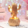 İpek Yıldızı® Led Işıklı Sevimli Kaktüs Dekoratif Masa Lambası Mini Biblo Gece Lambası-GOLD