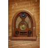 İpek Yıldızı® Orta Boy Kubbe Model Retro Ahşap Tasarım Bluetooth Hoparlörlü Radyo – FM/AM Destekli, Şarjlı ve Taşınabilir Radyo NS-7061