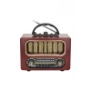İpek Yıldızı® Orta Boy Retro Ahşap Tasarım Bluetooth Hoparlörlü Radyo – FM/AM Destekli, Şarjlı ve Taşınabiliri Radyo NS-6636