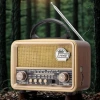 İpek Yıldızı® Orta  Boy Retro, Nostaljik, Ahşap Tasarım Bluetooth Hoparlörlü, Şarjlı, Taşınabilir FM/AM Destekli Radyo NS-8110