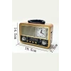 İpek Yıldızı® Orta Boy Saat Göstergeli Retro Ahşap Tasarım Bluetooth Hoparlörlü Radyo – FM/AM Destekli, Şarjlı ve Taşınabilir Radyo NS-8898