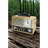 İpek Yıldızı® Orta Boy Saat Göstergeli Retro Ahşap Tasarım Bluetooth Hoparlörlü Radyo – FM/AM Destekli, Şarjlı ve Taşınabilir Radyo NS-8898