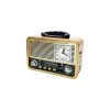 İpek Yıldızı® Orta Boy Saat Göstergeli Retro Ahşap Tasarım Bluetooth Hoparlörlü Radyo – FM/AM Destekli, Şarjlı ve Taşınabilir Radyo NS-8898