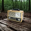İpek Yıldızı® Orta Boy Saat Göstergeli Retro Ahşap Tasarım Bluetooth Hoparlörlü Radyo – FM/AM Destekli, Şarjlı ve Taşınabilir Radyo NS-8898
