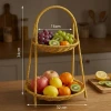 İpek Yıldızı® Plastik Rattan İki Katlı Sunumluk–Dekoratif Organizer, Mutfak Meyve,Sebze Sepeti, Banyo Düzenleyici Raf,Masaüstü Çok Amaçlı Sunum Standı