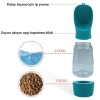 İpek Yıldızı® Taşınabilir Mama Hazneli Evcil Hayvan Suluğu Seyahat Kabı Kilitlenebilen Su Sızdırmaz 380ML