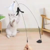İpek Yıldızı® Vantuzlu Tüylü Zilli Olta Kedi Oyuncağı 2 Oltalı