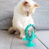 İpek Yıldızı® Vantuzlu Zilli İnteraktif Dönebilen Mama Kaplı Renkli Eğlenceli Eğitici Kedi Oyuncağı