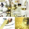 İpek Yıldızı®1 Metre Uzunluğunda Gold Renk Aynalı Mozaik Taşlı Dekor Bandı 4 cm x 1 mt