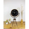 Krom Metal Mini Tripod Gece Siyahı Masa Saati 45×26 cm