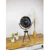 Krom Metal Mini Tripod Siyah Retro Masa Saati 45×26 cm