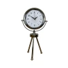 Krom Motif Tasarım Üç Ayaklı Metal Masa Saati