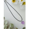 Mor Kalp Kolye – Siyah İpli El Yapımı Tasarım