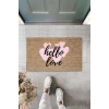 Pembe Kapı Önü Paspası Hello Love Desen  K-3291