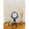 Siyah Metal Mini Tripod Farsça Masa Saati 45×26 cm