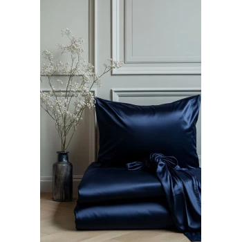 2’li İpek Dokulu Saten Lacivert Yastık Kılıfı 50x70 – Mikrosaten, Saç ve Cilt Dostu