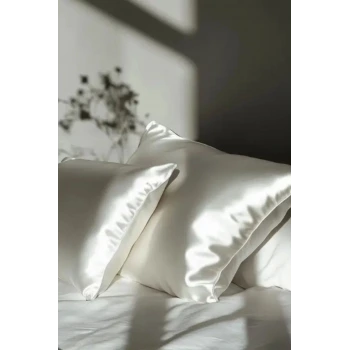 2’li  İpek Dokulu Saten Yastık Kılıfı 50x70 – Beyaz – Mikrosaten, Saç ve Cilt Dostu