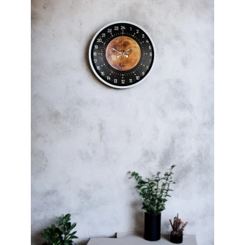 36 Cm Beyaz 24 Saat Göstergeli Özel Tasarım Duvar Saati