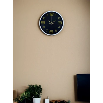 36 Cm Beyaz Gold Rakamlı Dekoratif Duvar Saati