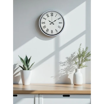 36 Cm Beyaz Roman Rakamlı Duvar Saati