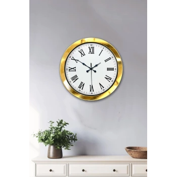 36 cm Gold Metal Roma Rakamlı Duvar Saati