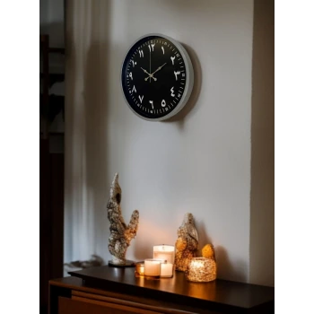 36 Cm Gri Arapça Rakamlı Duvar Saati