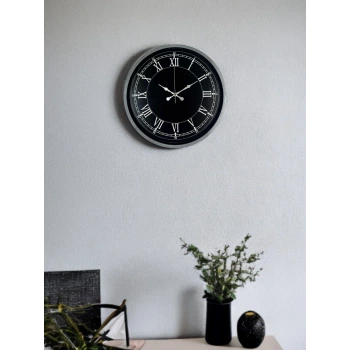 36 Cm Gri Roma Rakamlı Zarif Duvar Saati