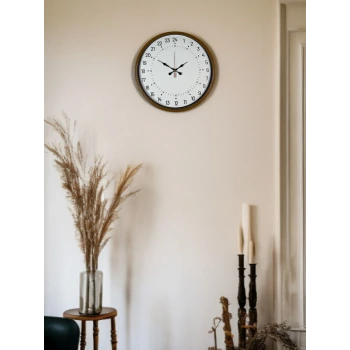 36 Cm Kahverengi 24 Saat Göstergeli Özel Tasarım Duvar Saati