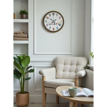 36 Cm Kahverengi Çocuk Odası Duvar Saati