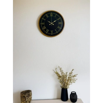 36 Cm Kahverengi Gold Roma Rakamlı Duvar Saati