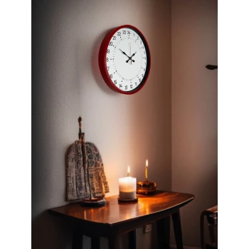 36 Cm Kırmızı 24 Saat Göstergeli Özel Tasarım Duvar Saati