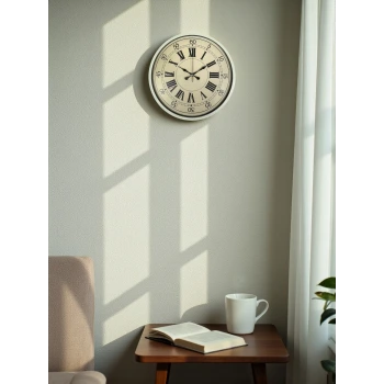 36 Cm Krem Retro Tasarım Duvar Saati