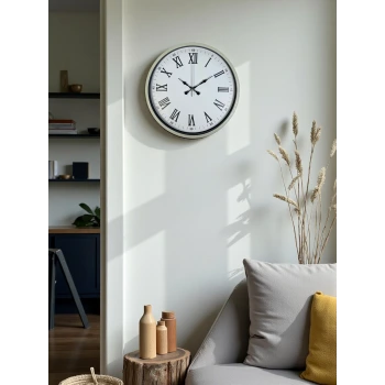 36 Cm Krem Roma Rakamlı Duvar Saati