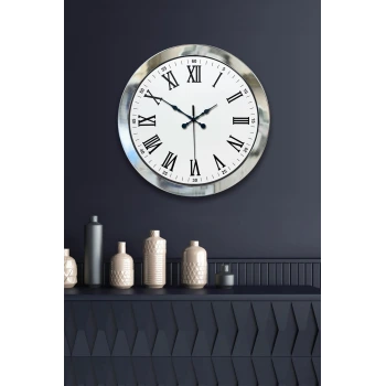 36 cm Krom Metal Roma Rakamli Duvar Saati