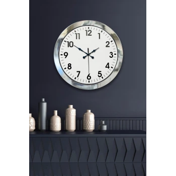 36 cm Krom Metal Standart Duvar Saati